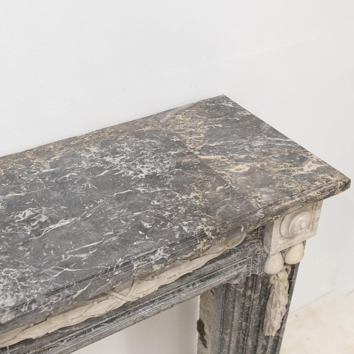 A Fine Late 19th Century Neoclassical Grey Marble Fireplace