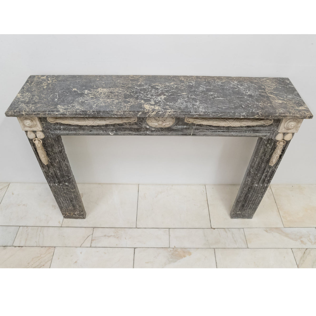 A Fine Late 19th Century Neoclassical Grey Marble Fireplace