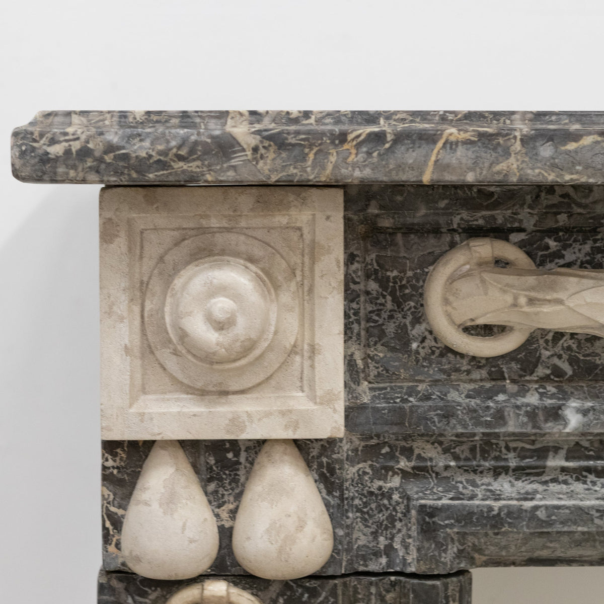 A Fine Late 19th Century Neoclassical Grey Marble Fireplace