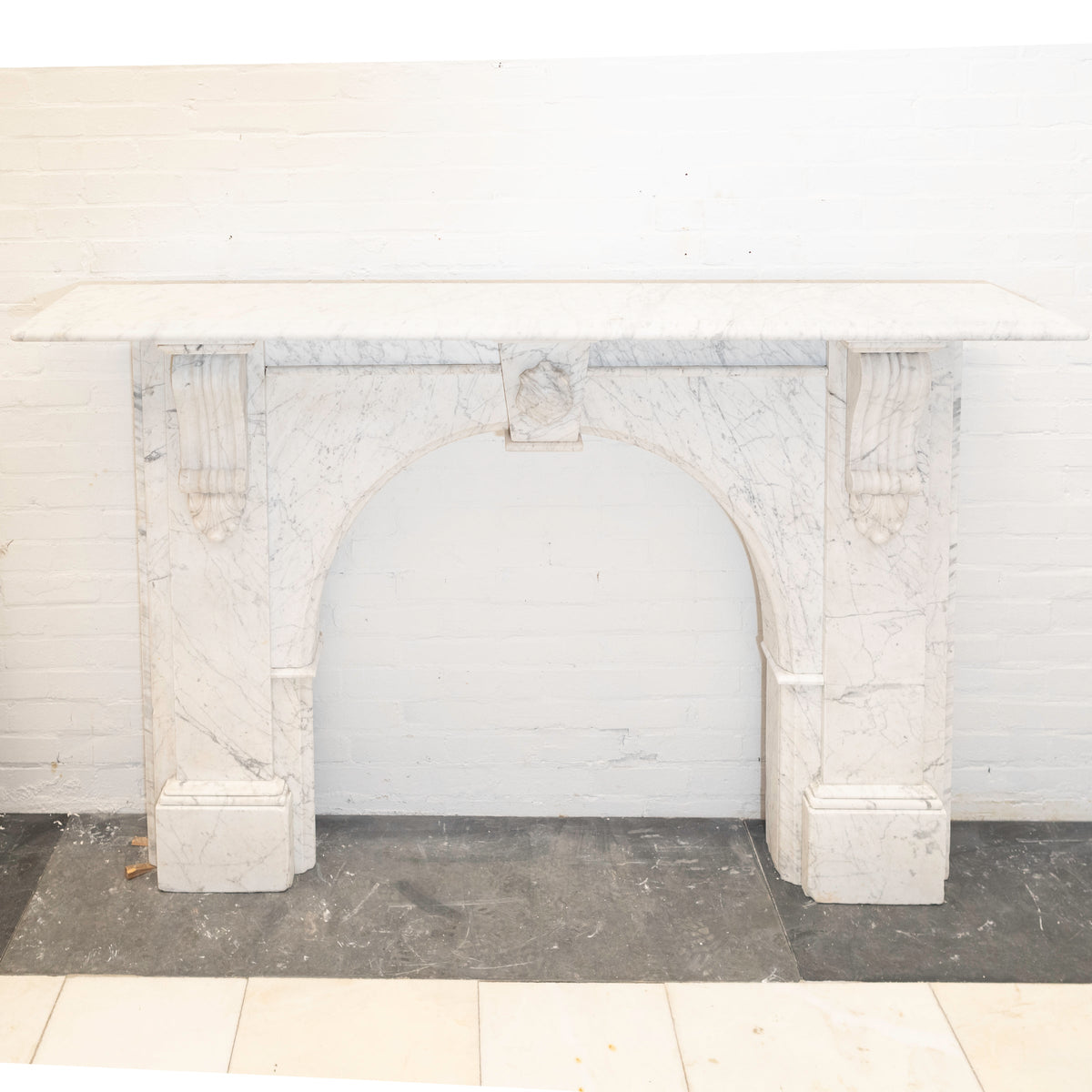 Large Antique Victorian Statuary Marble Arched Surround with Corbels | The Architectural Forum