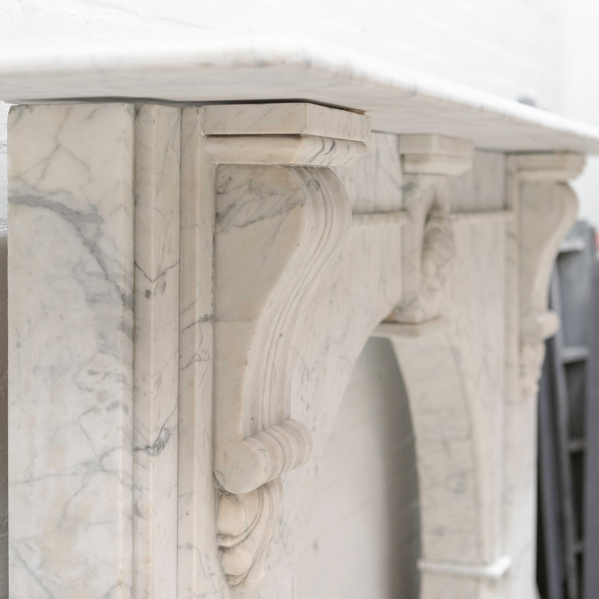 Large Antique Victorian Statuary Marble Arched Surround with Corbels | The Architectural Forum