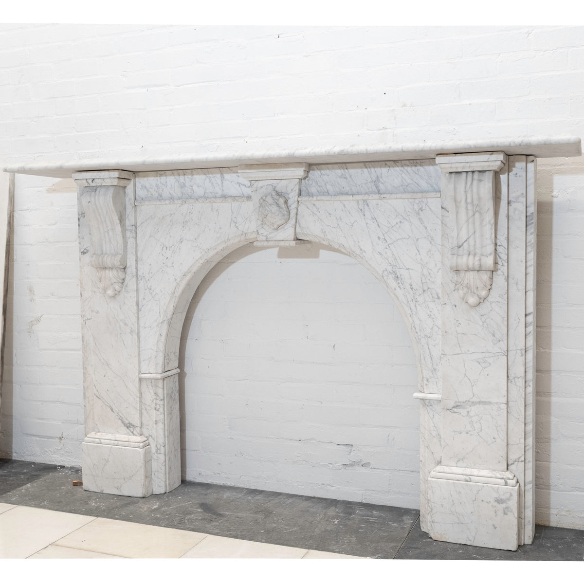 Large Antique Victorian Statuary Marble Arched Surround with Corbels | The Architectural Forum