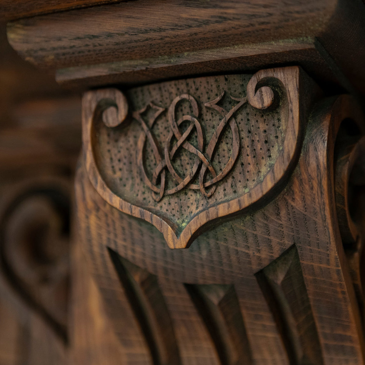 Monumental Antique Arts &amp; Crafts Carved Oak Fireplace Surround | The Architectural Forum