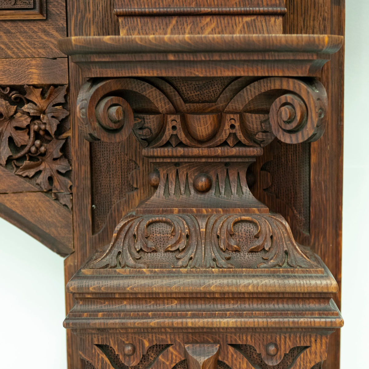 Monumental Antique Arts &amp; Crafts Carved Oak Fireplace Surround | The Architectural Forum