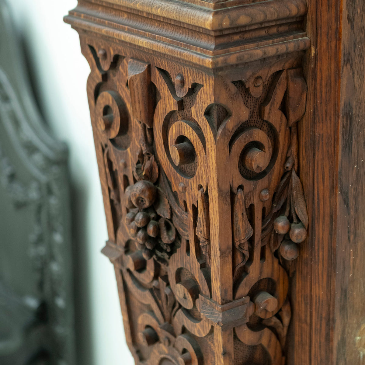 Monumental Antique Arts &amp; Crafts Carved Oak Fireplace Surround | The Architectural Forum