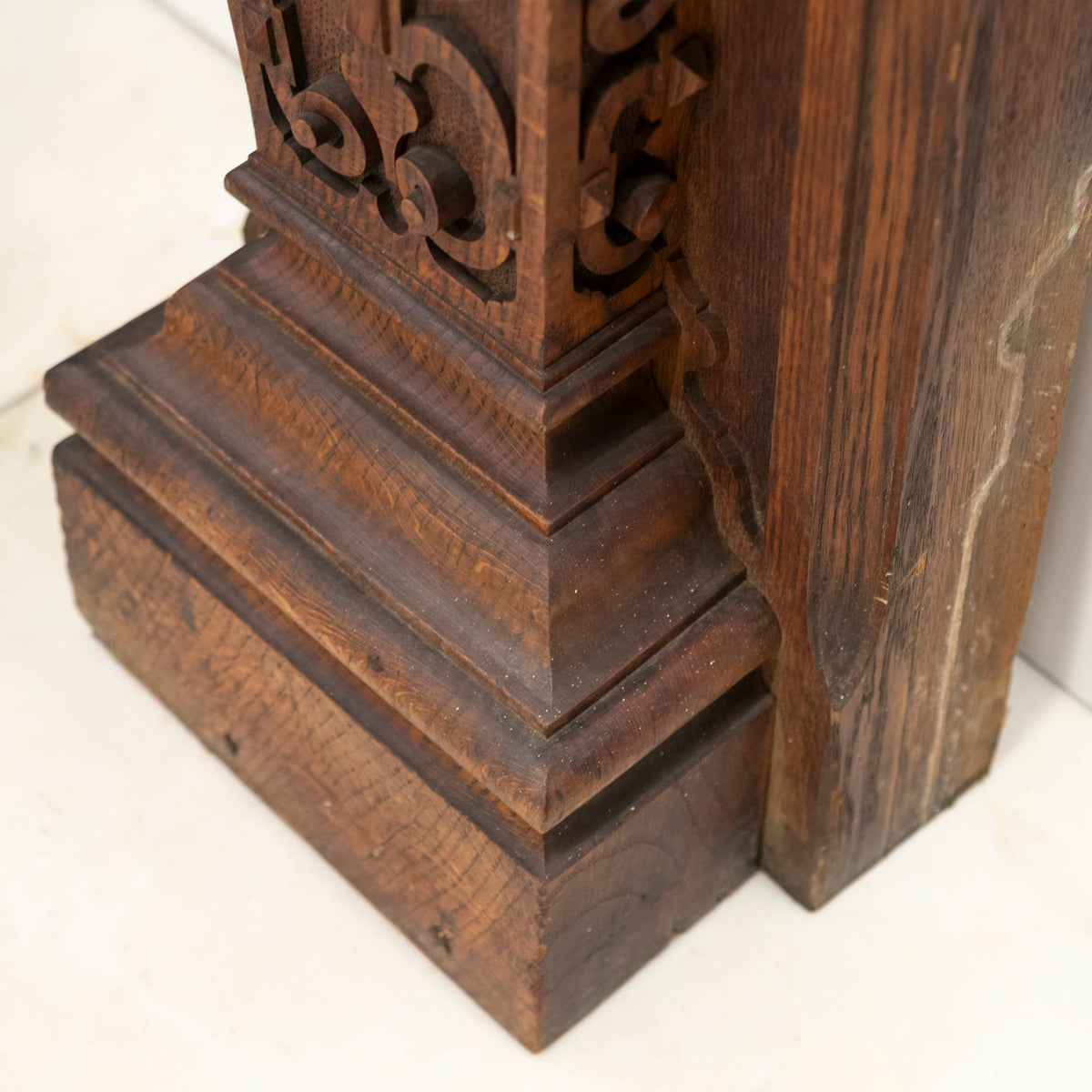 Monumental Antique Arts &amp; Crafts Carved Oak Fireplace Surround | The Architectural Forum
