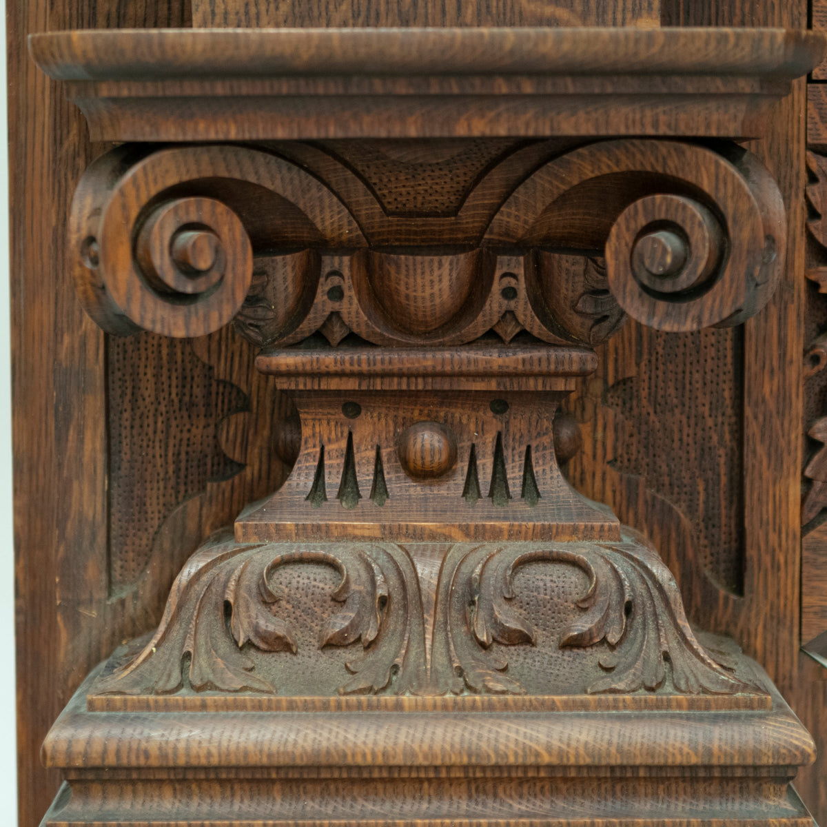 Monumental Antique Arts &amp; Crafts Carved Oak Fireplace Surround | The Architectural Forum