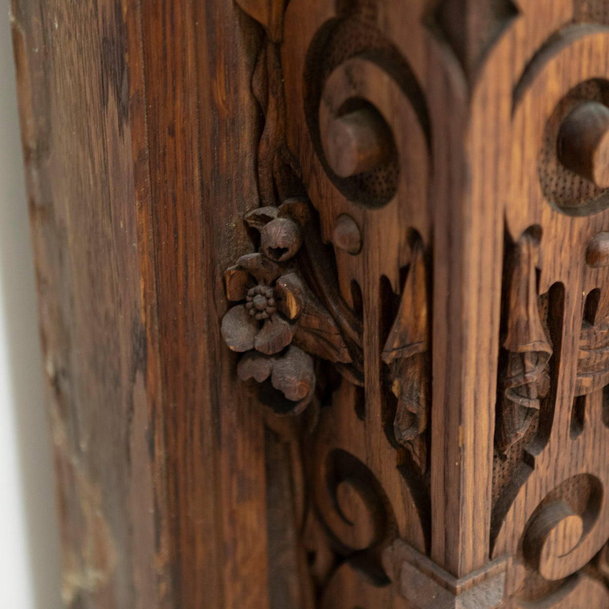 Monumental Antique Arts &amp; Crafts Carved Oak Fireplace Surround | The Architectural Forum