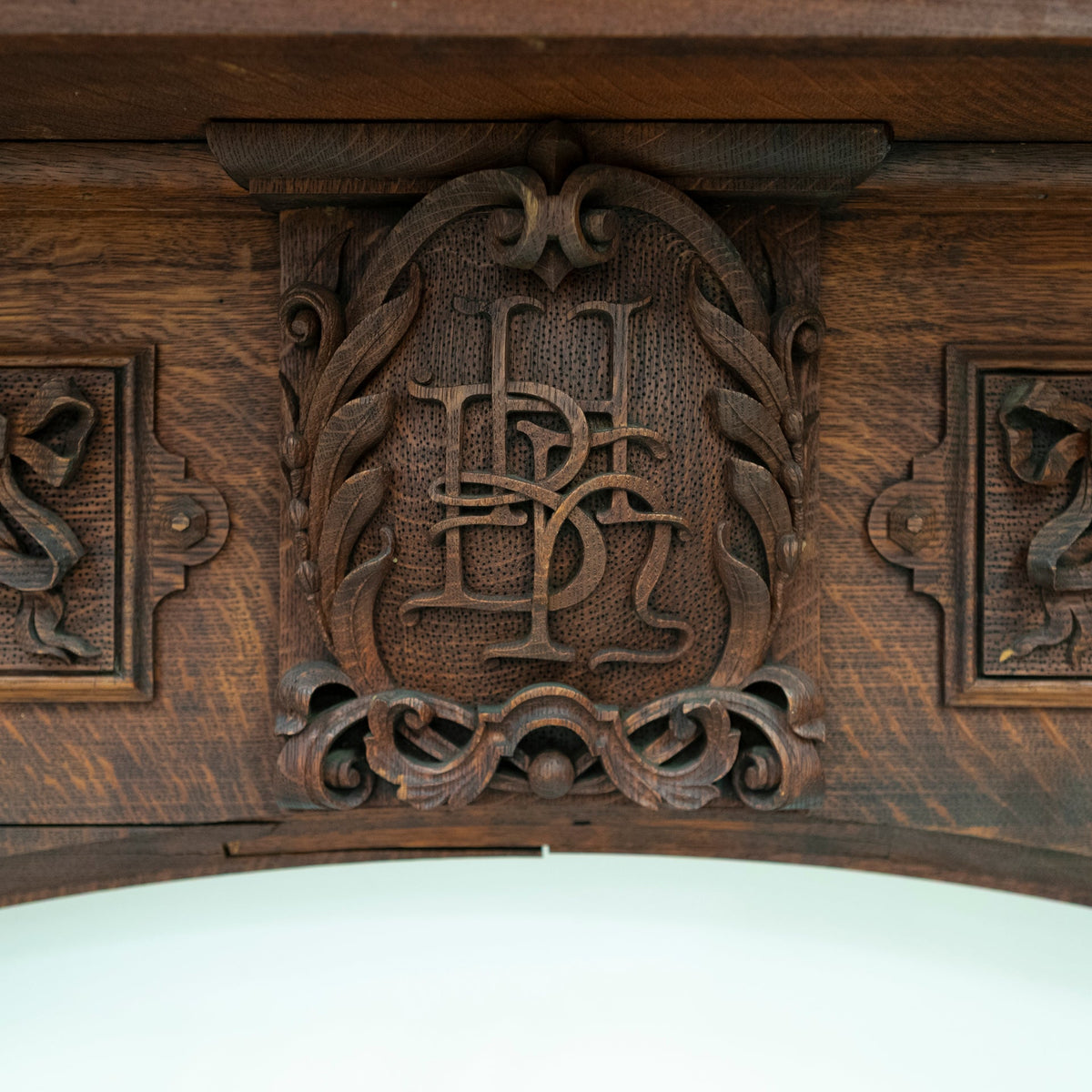 Monumental Antique Arts &amp; Crafts Carved Oak Fireplace Surround | The Architectural Forum