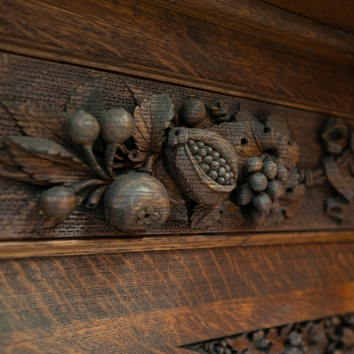 Monumental Antique Arts &amp; Crafts Carved Oak Fireplace Surround | The Architectural Forum