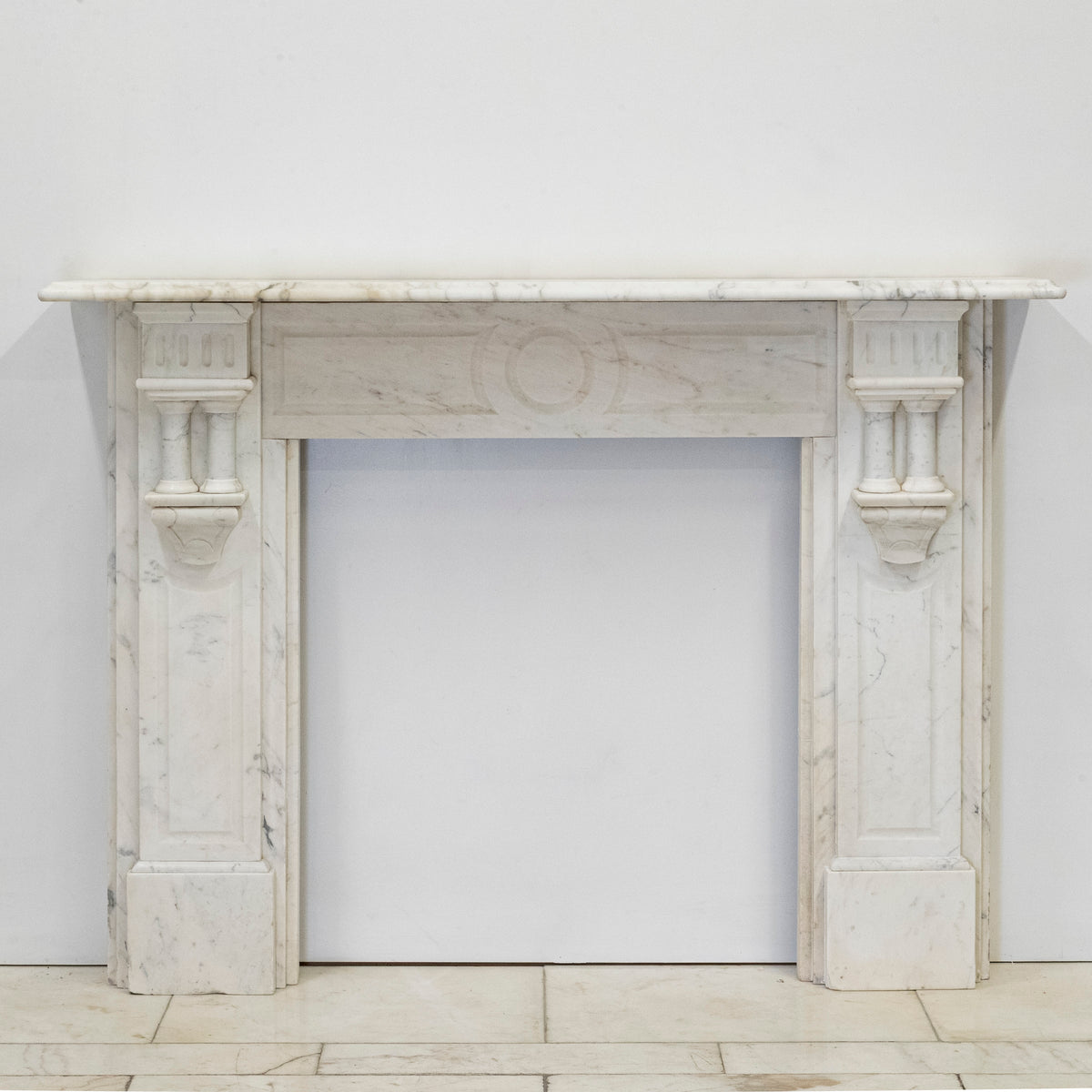 Antique Carrara Marble Fireplace Surround