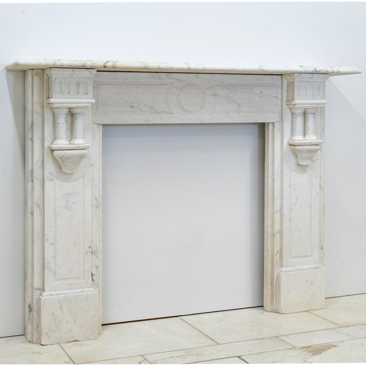 Antique Carrara Marble Fireplace Surround