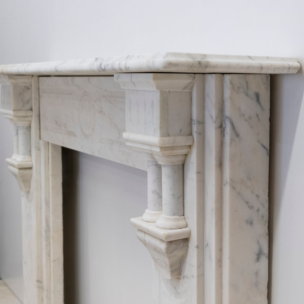 Antique Carrara Marble Fireplace Surround