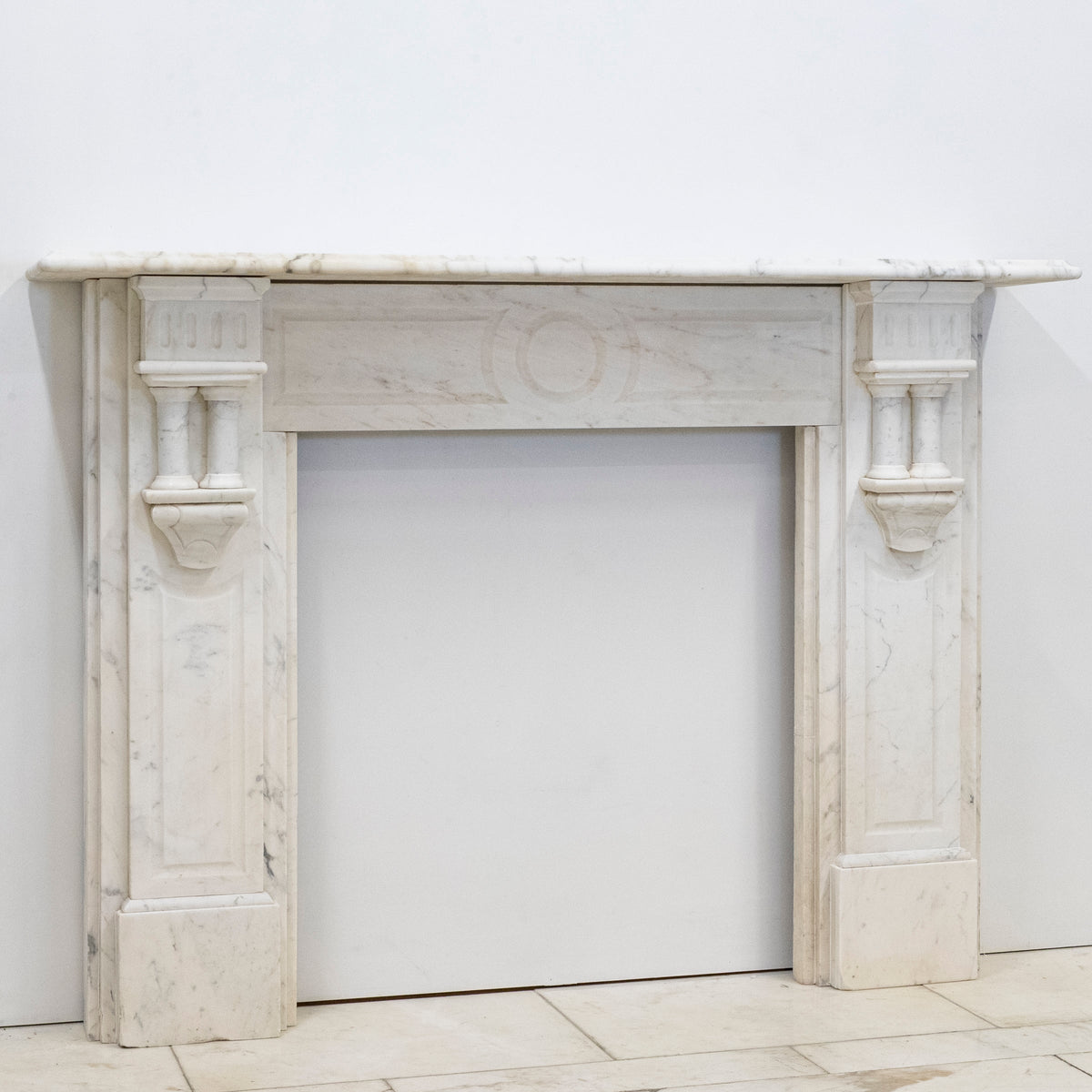 Antique Carrara Marble Fireplace Surround