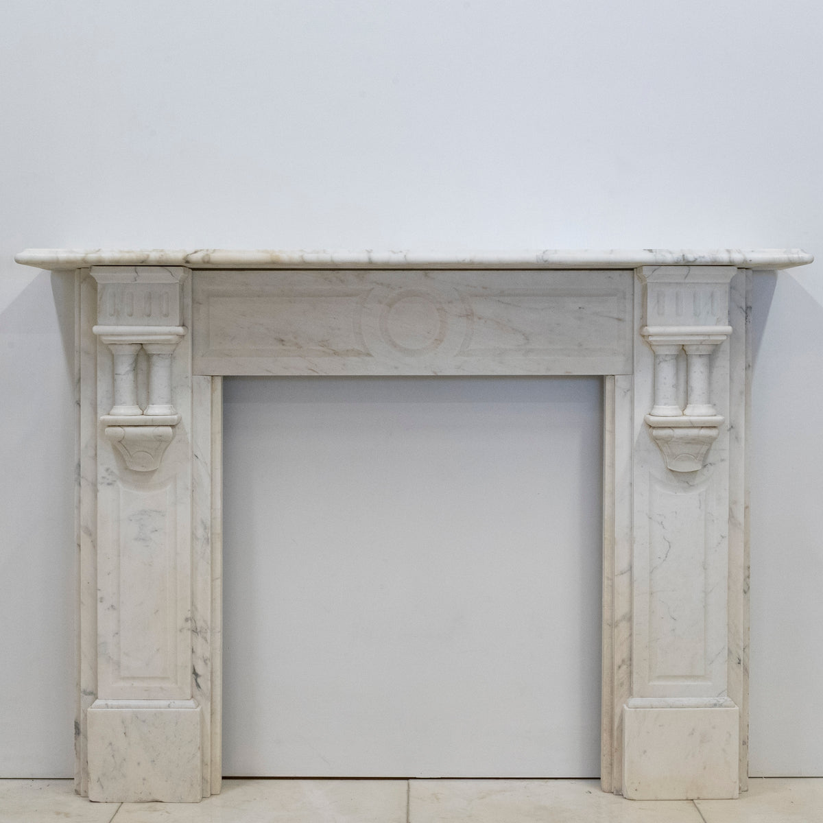 Antique Carrara Marble Fireplace Surround