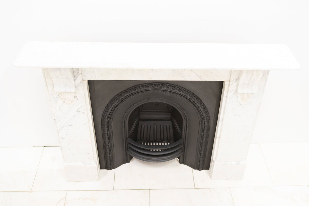 Antique Carrara Marble Fireplace Surround with Corbels