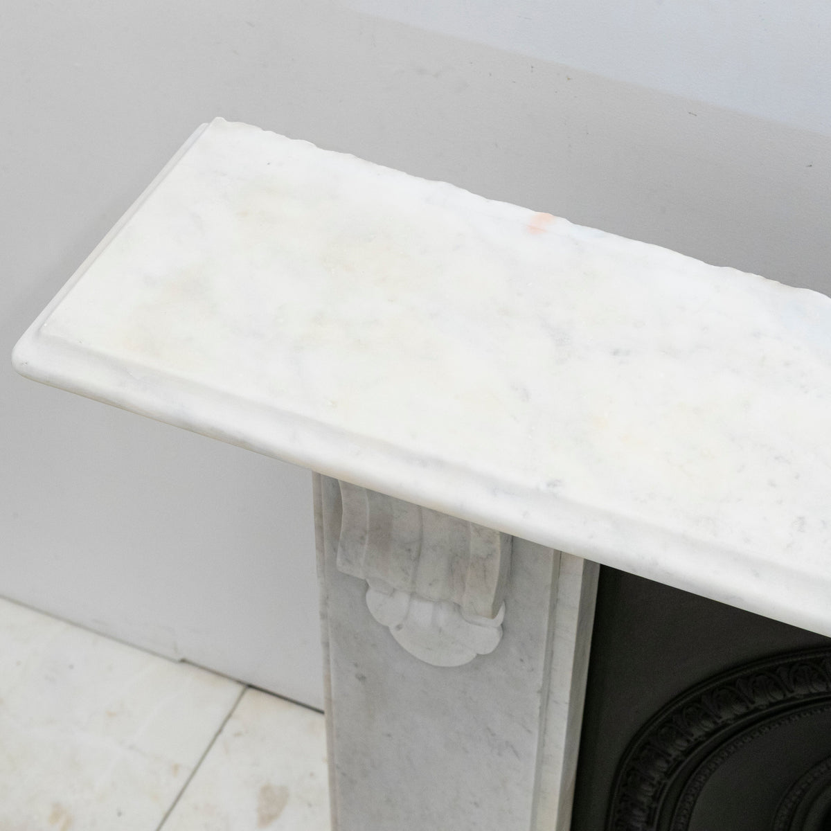 Antique Carrara Marble Fireplace Surround with Corbels