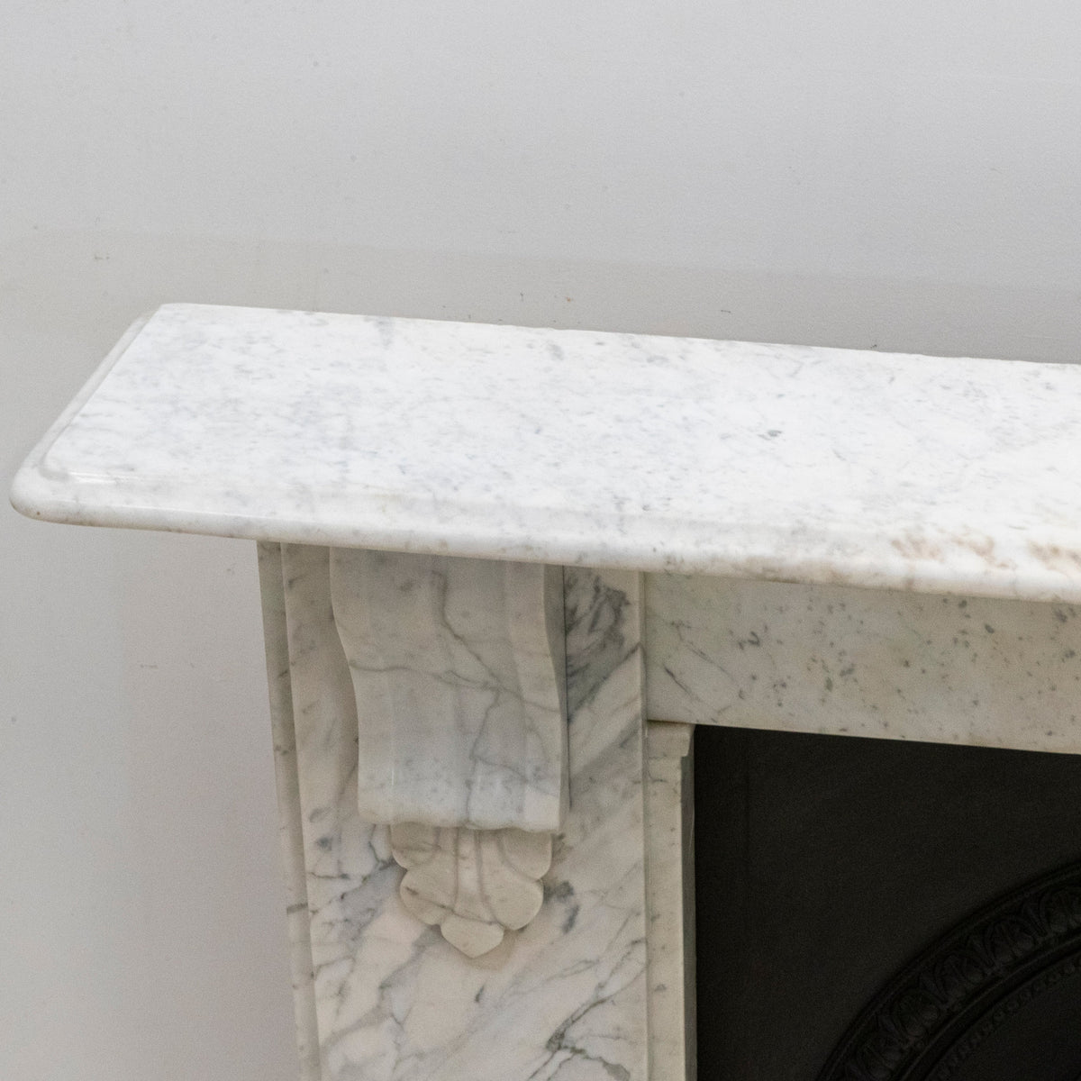 Antique Carrara Marble Fireplace Surround with Corbels
