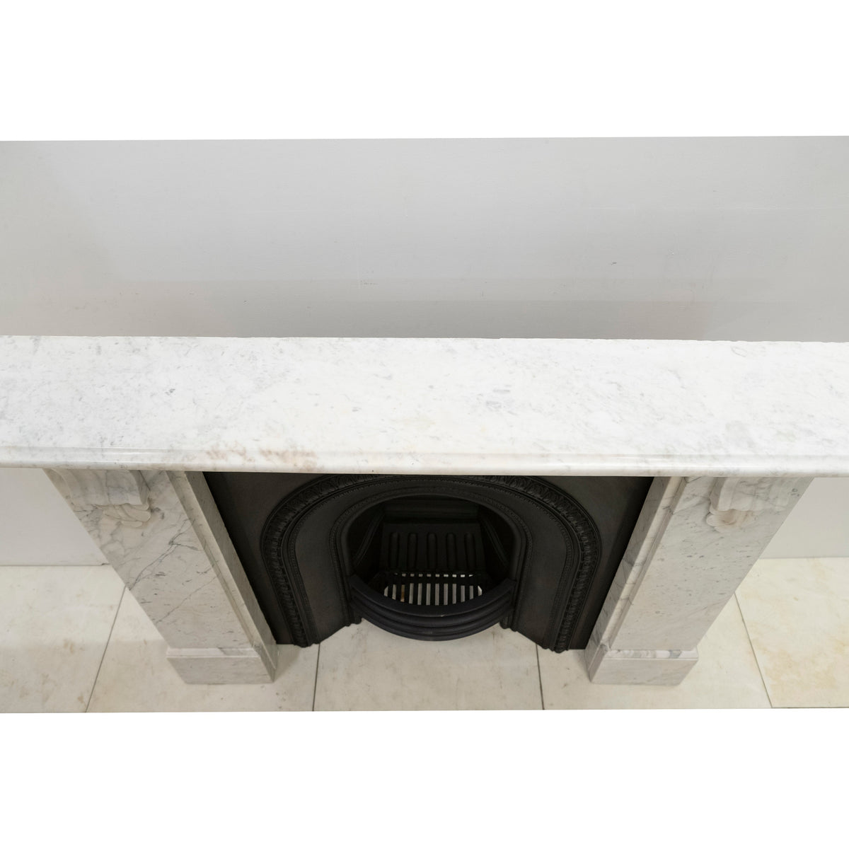 Antique Carrara Marble Fireplace Surround with Corbels