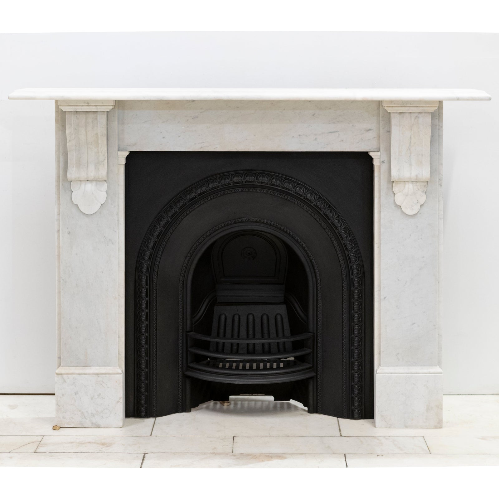 Antique Carrara Marble Fireplace Surround with Corbels