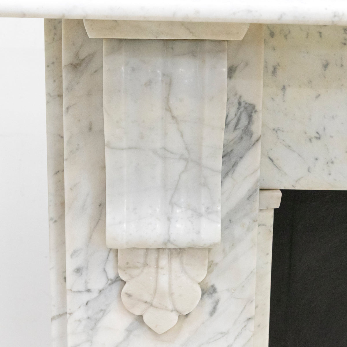 Antique Carrara Marble Fireplace Surround with Corbels
