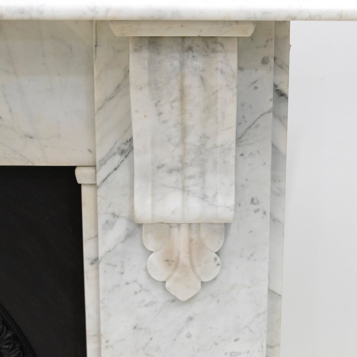 Antique Carrara Marble Fireplace Surround with Corbels