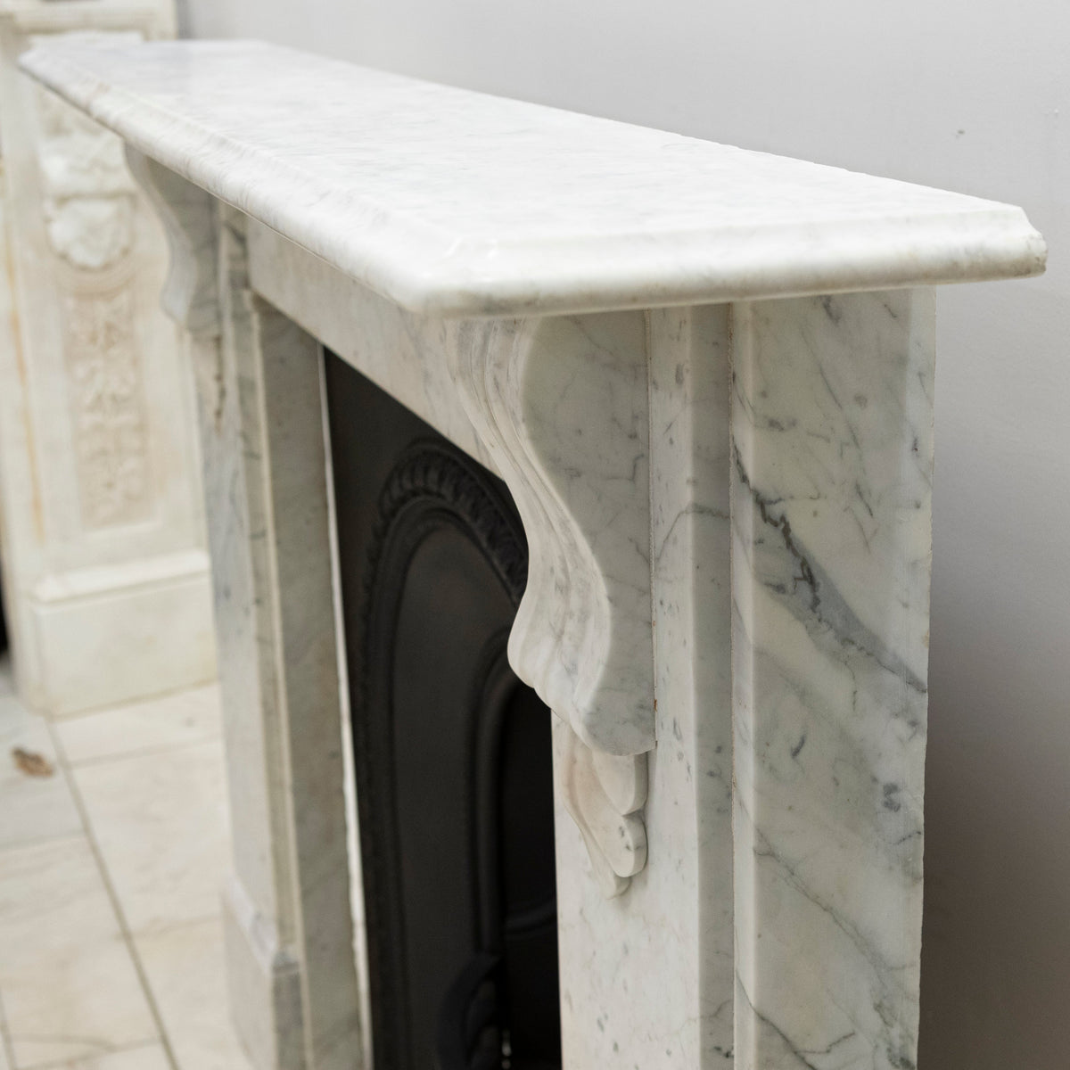 Antique Carrara Marble Fireplace Surround with Corbels