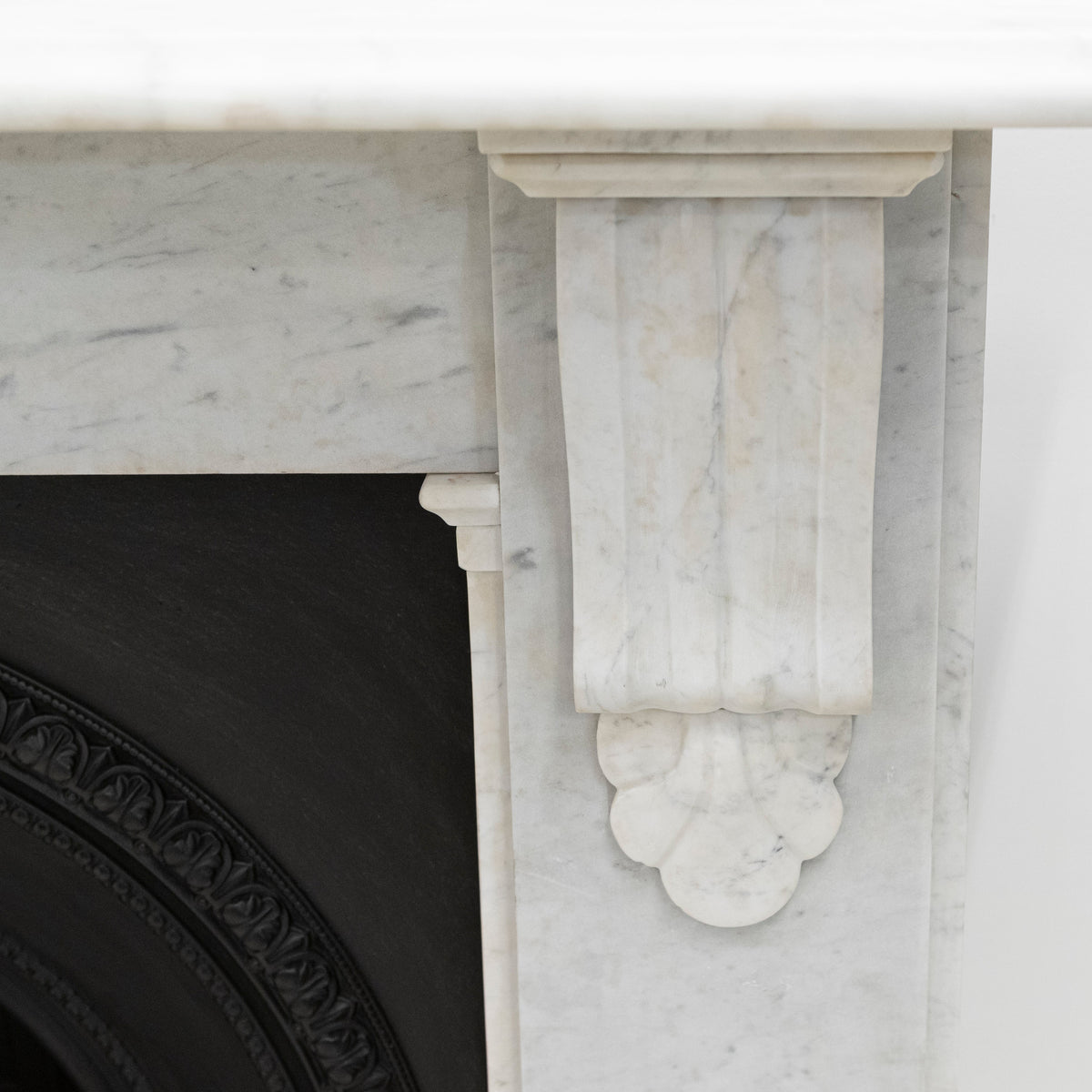 Antique Carrara Marble Fireplace Surround with Corbels