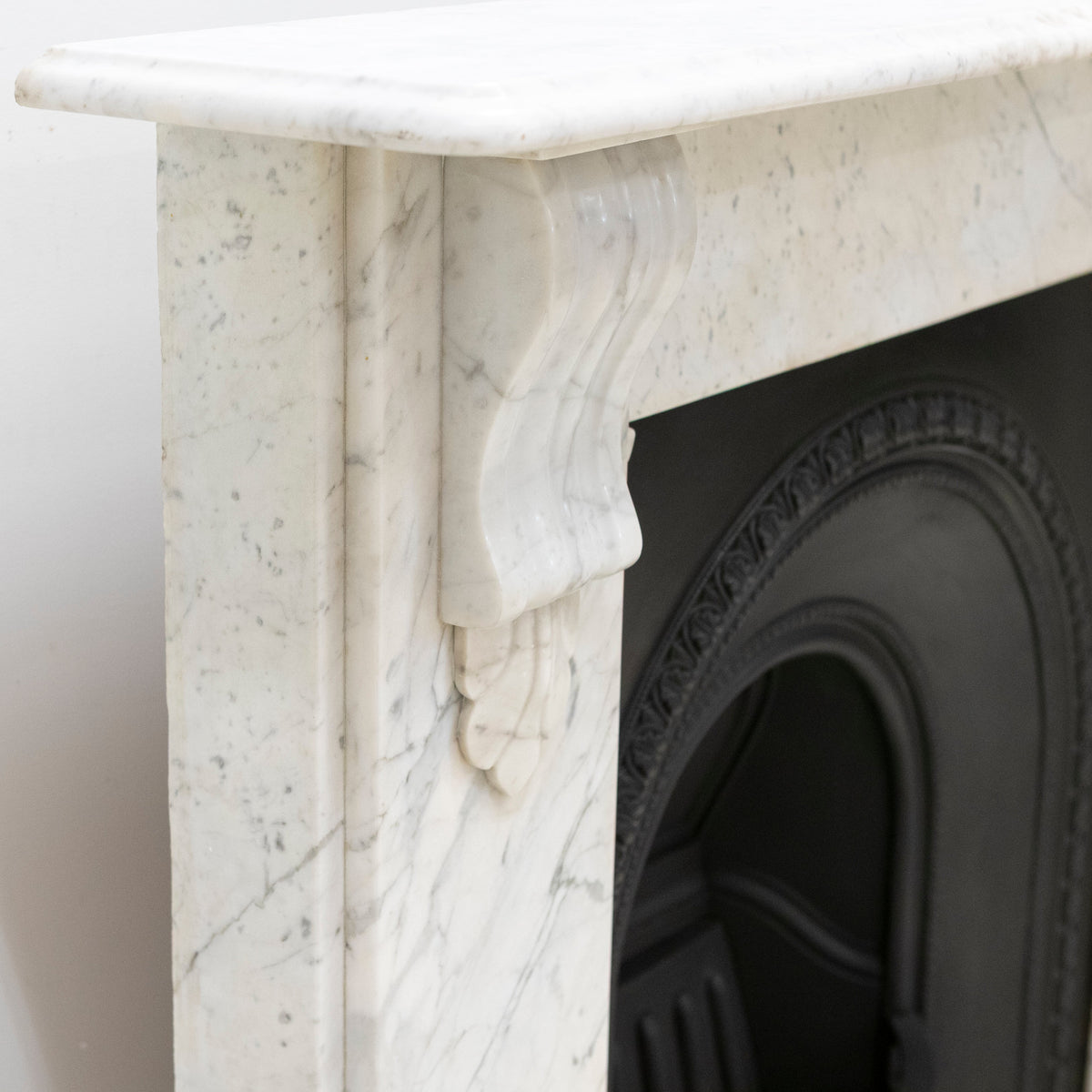 Antique Carrara Marble Fireplace Surround with Corbels
