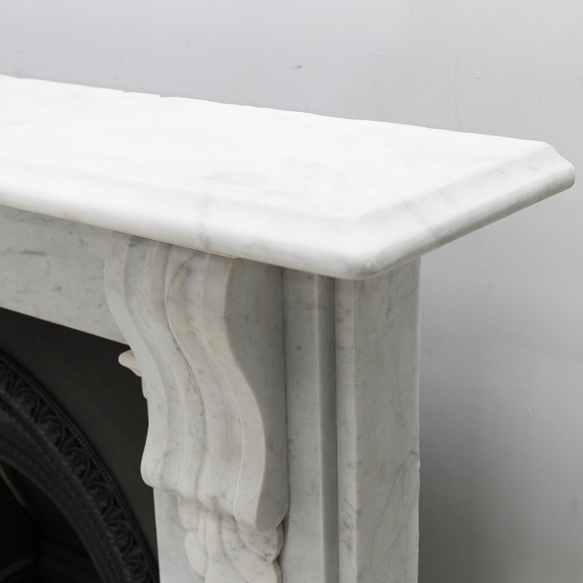 Antique Carrara Marble Fireplace Surround with Corbels