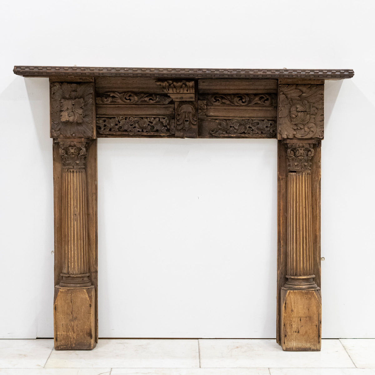Antique Carved Oak &amp; Pine Jacobean Style Fireplace Surround | The Architectural Forum