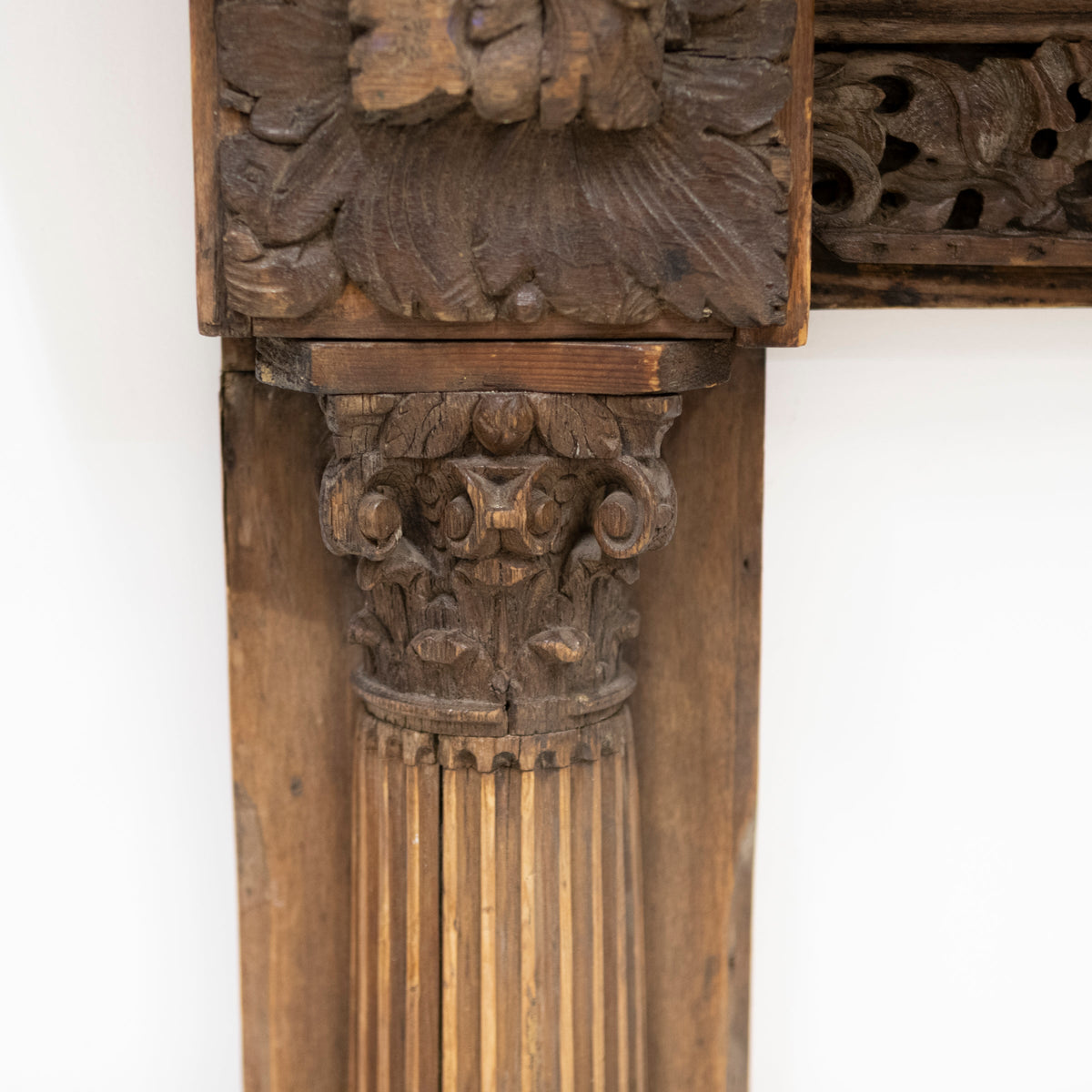 Antique Carved Oak &amp; Pine Jacobean Style Fireplace Surround | The Architectural Forum