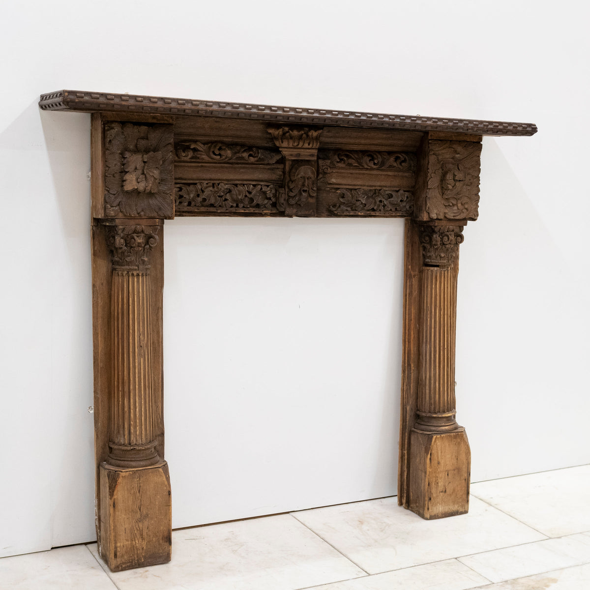 Antique Carved Oak &amp; Pine Jacobean Style Fireplace Surround | The Architectural Forum