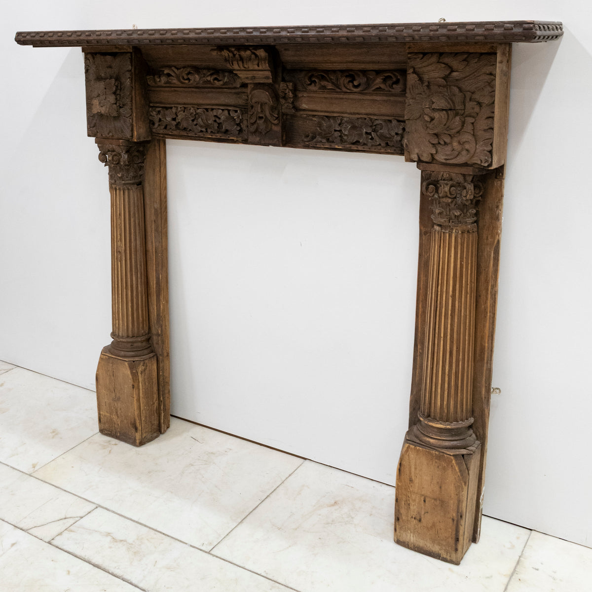 Antique Carved Oak &amp; Pine Jacobean Style Fireplace Surround | The Architectural Forum
