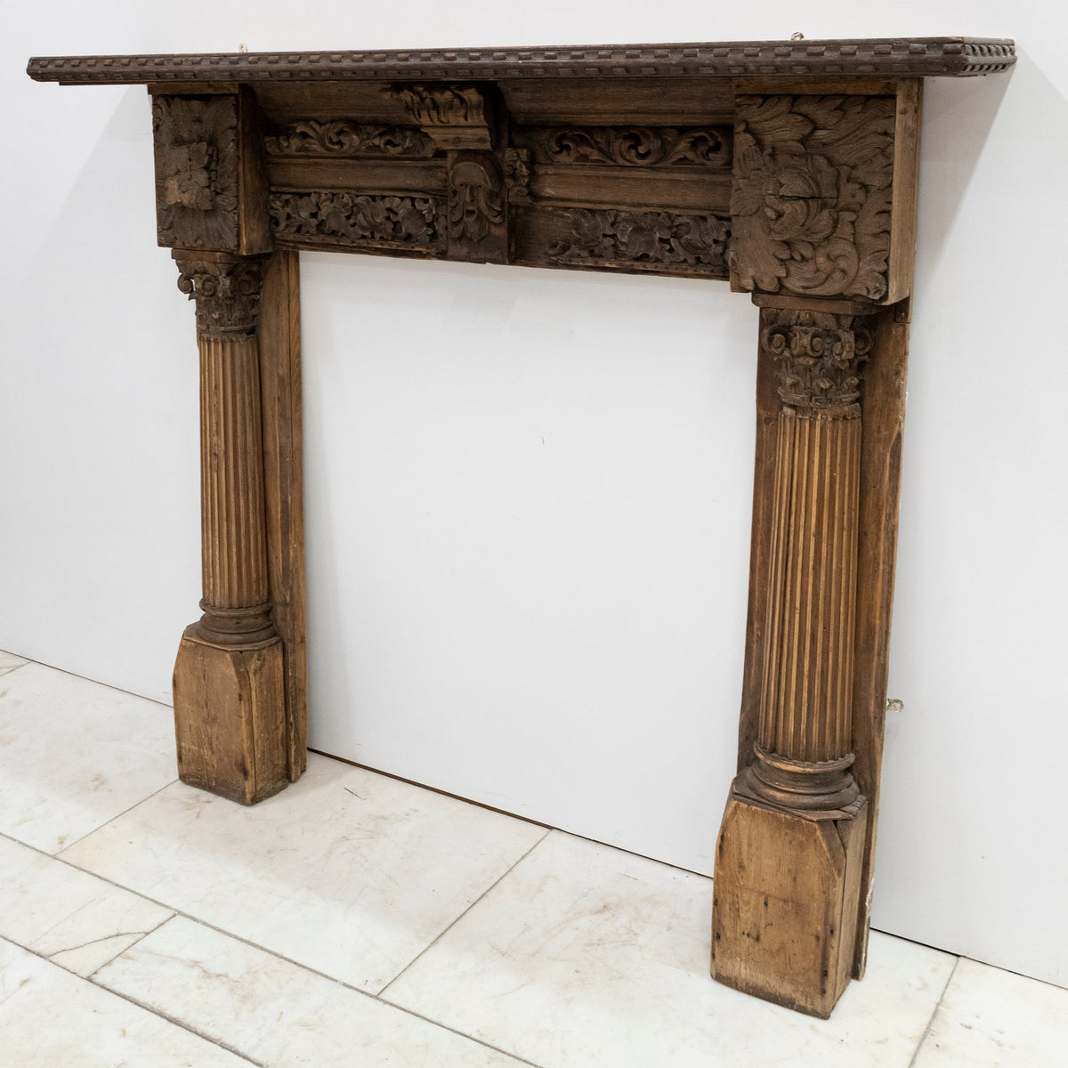 Antique Carved Oak &amp; Pine Jacobean Style Fireplace Surround | The Architectural Forum