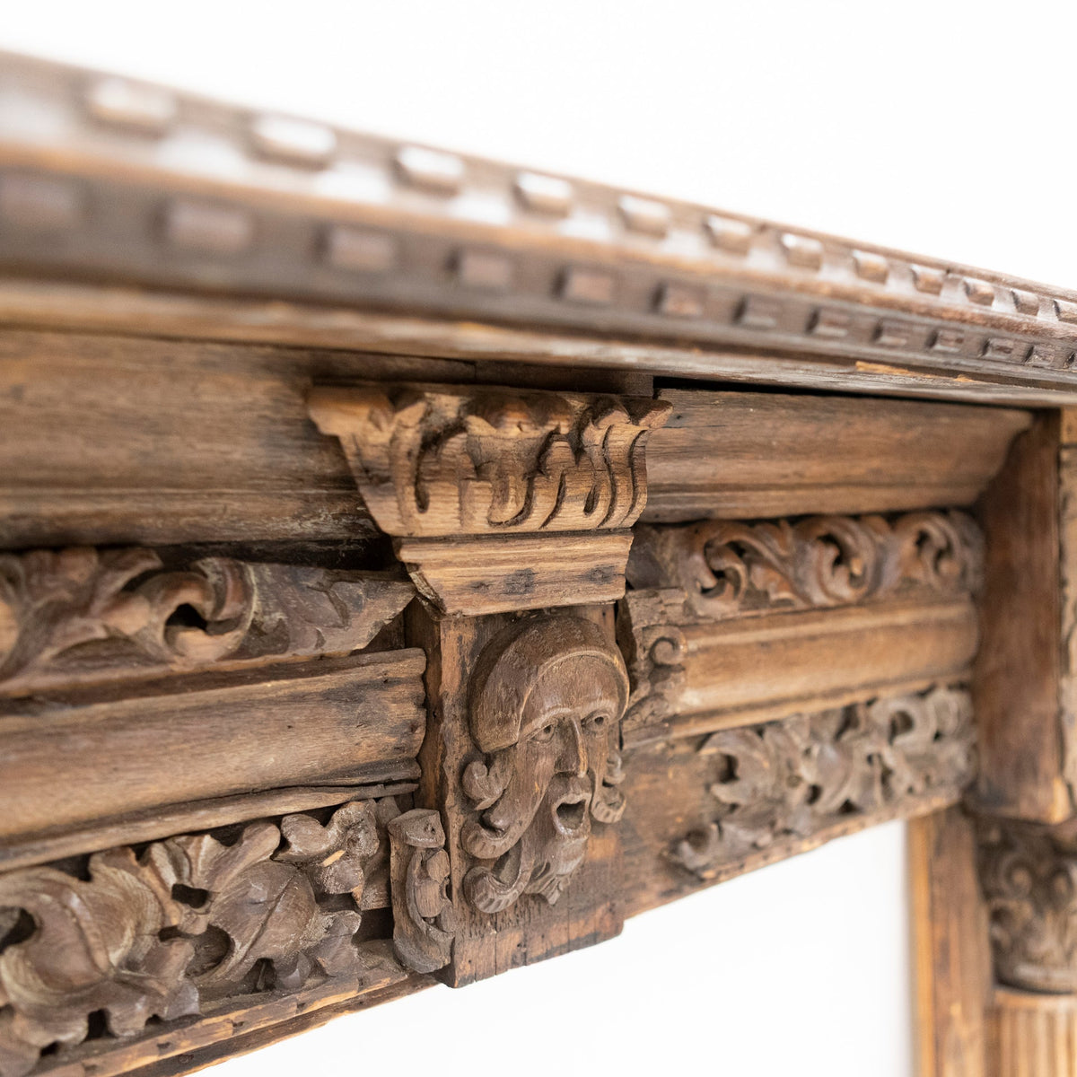 Antique Carved Oak &amp; Pine Jacobean Style Fireplace Surround | The Architectural Forum