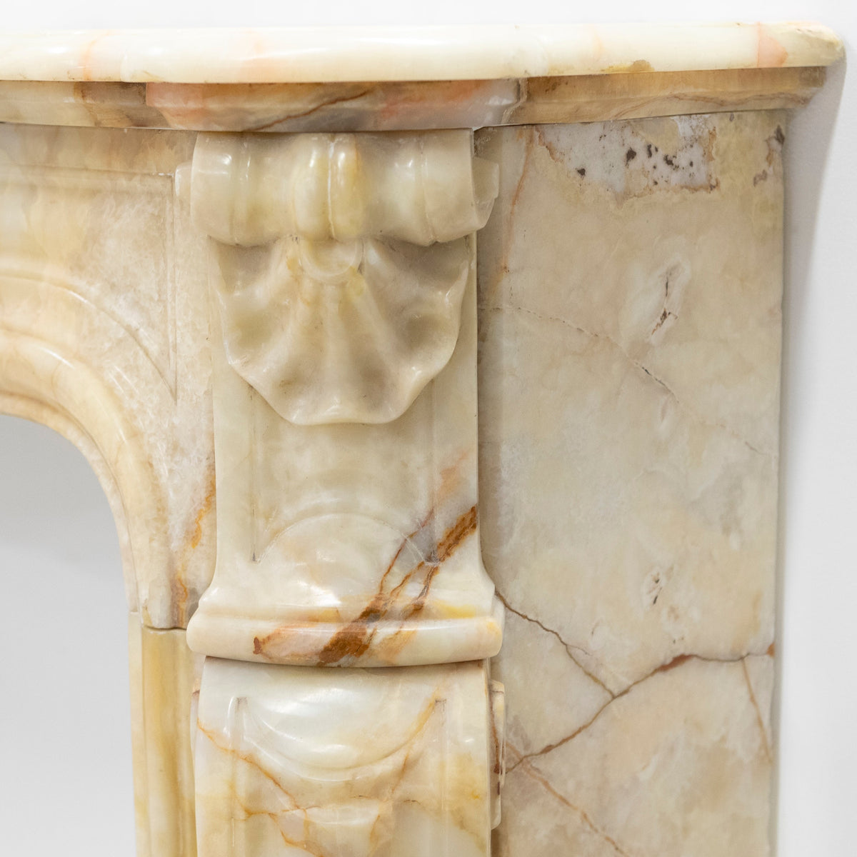 Superb French Louis Style Carved Onyx Fireplace Surround