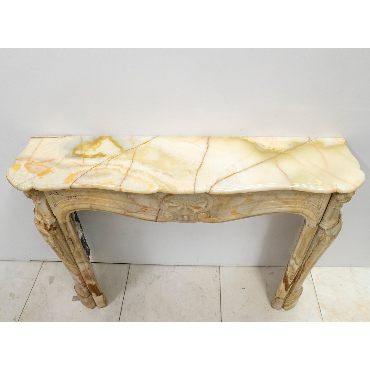 Superb French Louis Style Carved Onyx Fireplace Surround