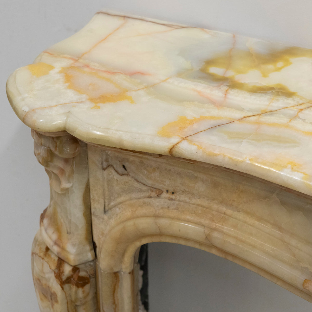 Superb French Louis Style Carved Onyx Fireplace Surround