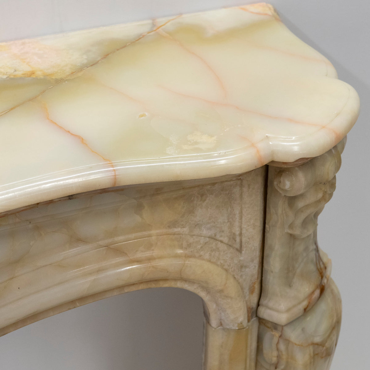 Superb French Louis Style Carved Onyx Fireplace Surround