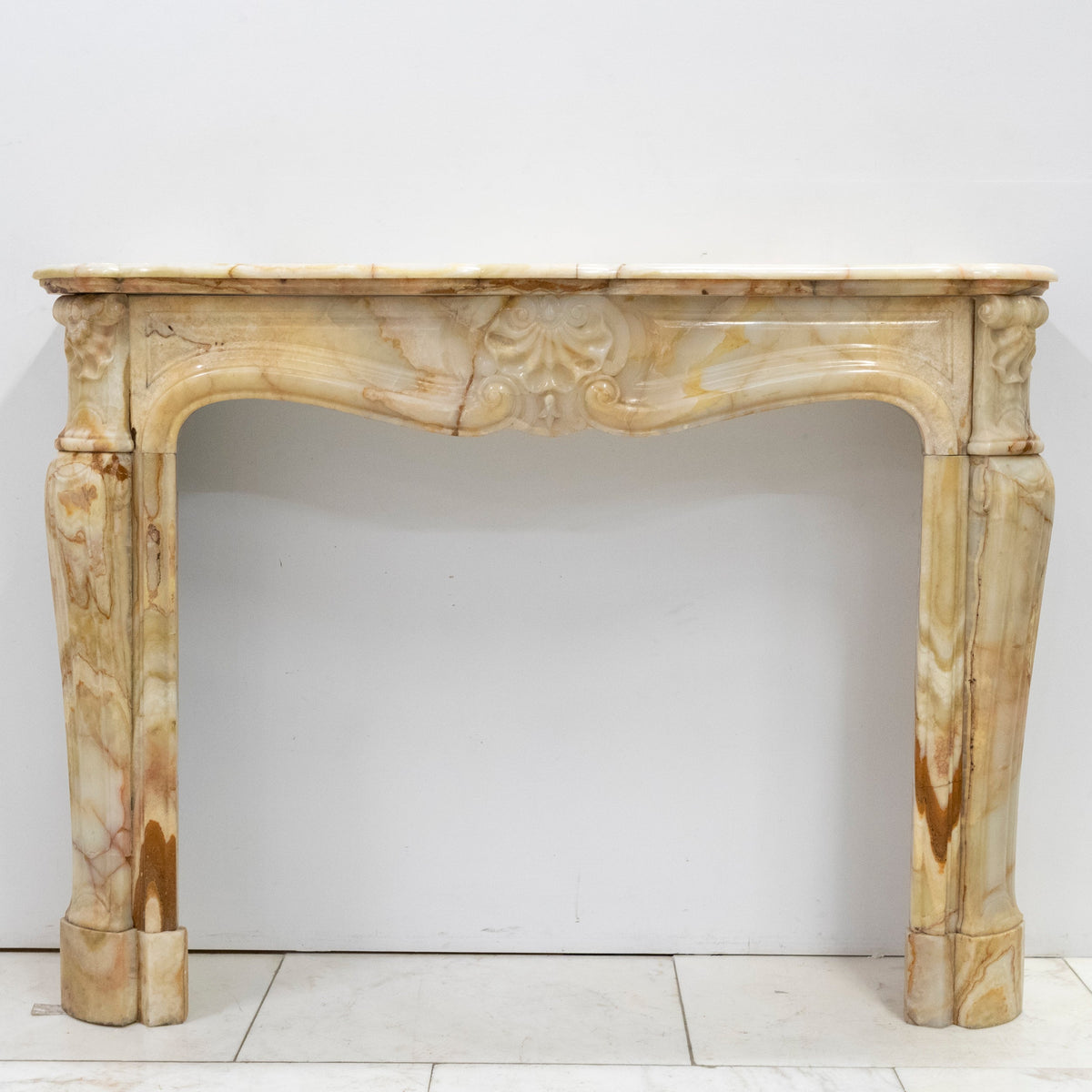 Superb French Louis Style Carved Onyx Fireplace Surround