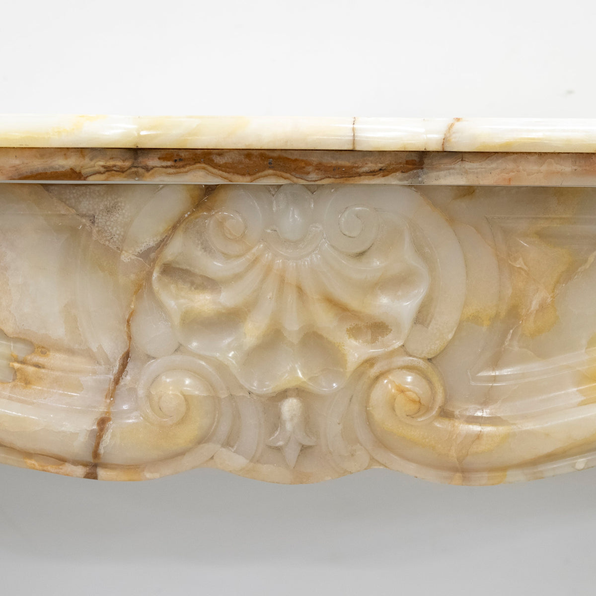 Superb French Louis Style Carved Onyx Fireplace Surround