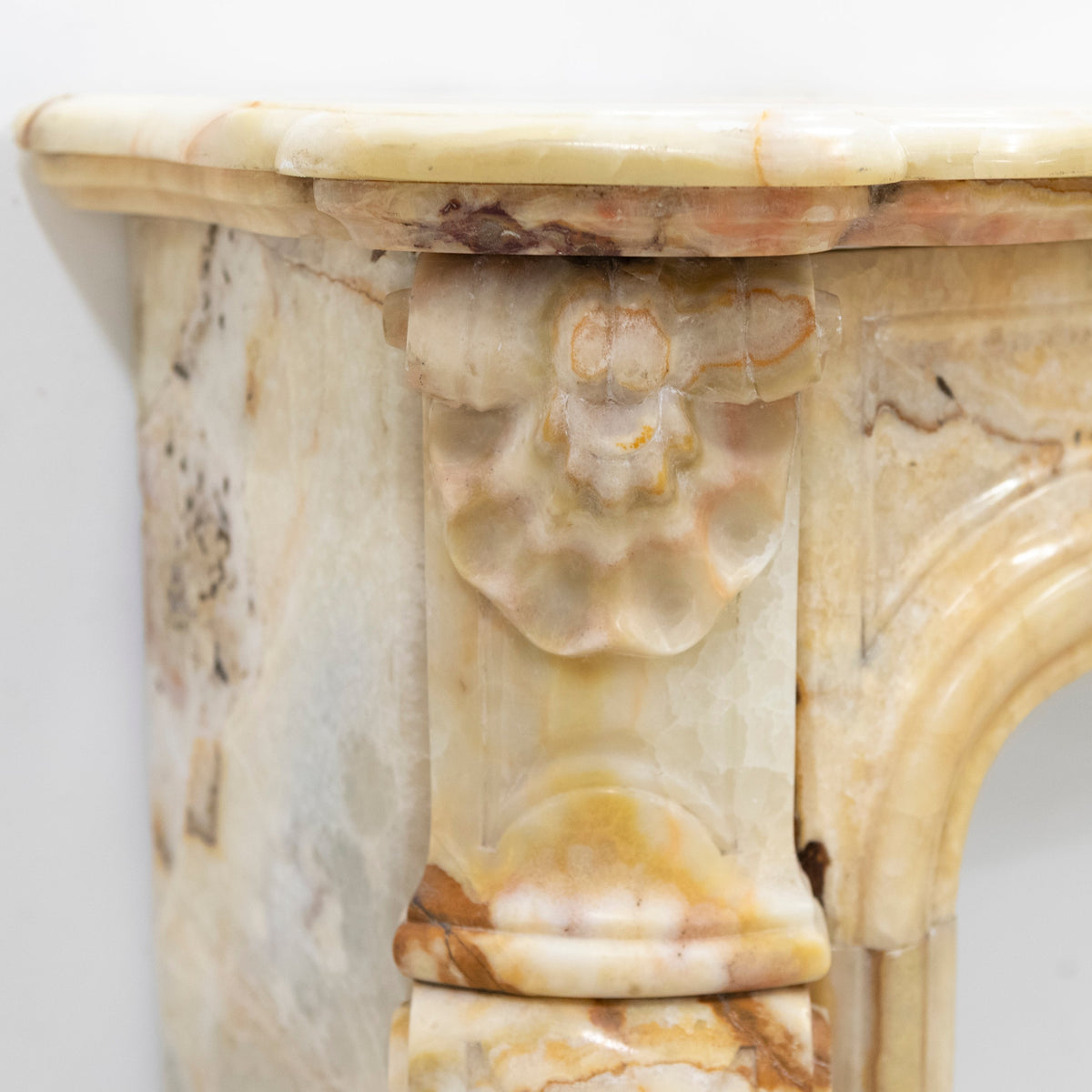 Superb French Louis Style Carved Onyx Fireplace Surround
