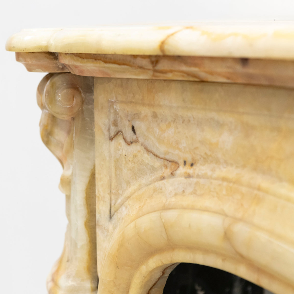 Superb French Louis Style Carved Onyx Fireplace Surround