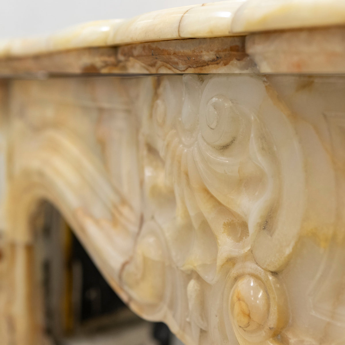 Superb French Louis Style Carved Onyx Fireplace Surround