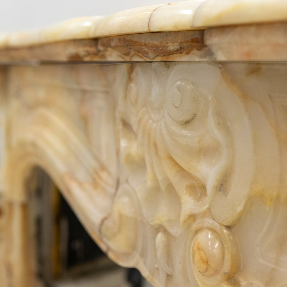 Superb French Louis Style Carved Onyx Fireplace Surround | The Architectural Forum