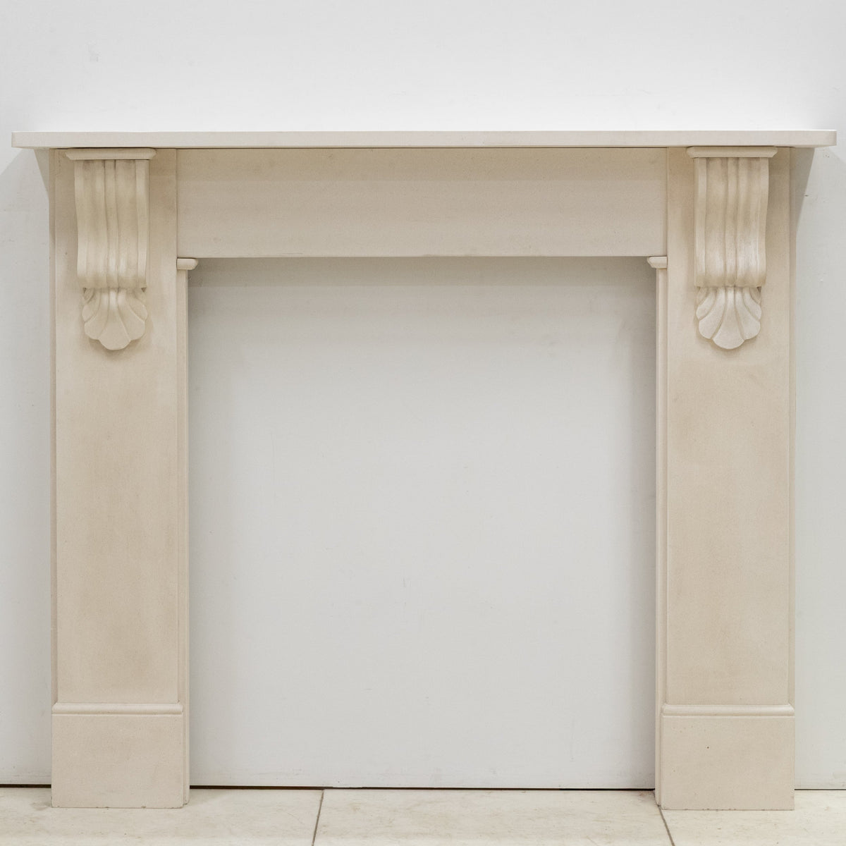 Reclaimed Victorian Style Carved Limestone Surround with Corbels