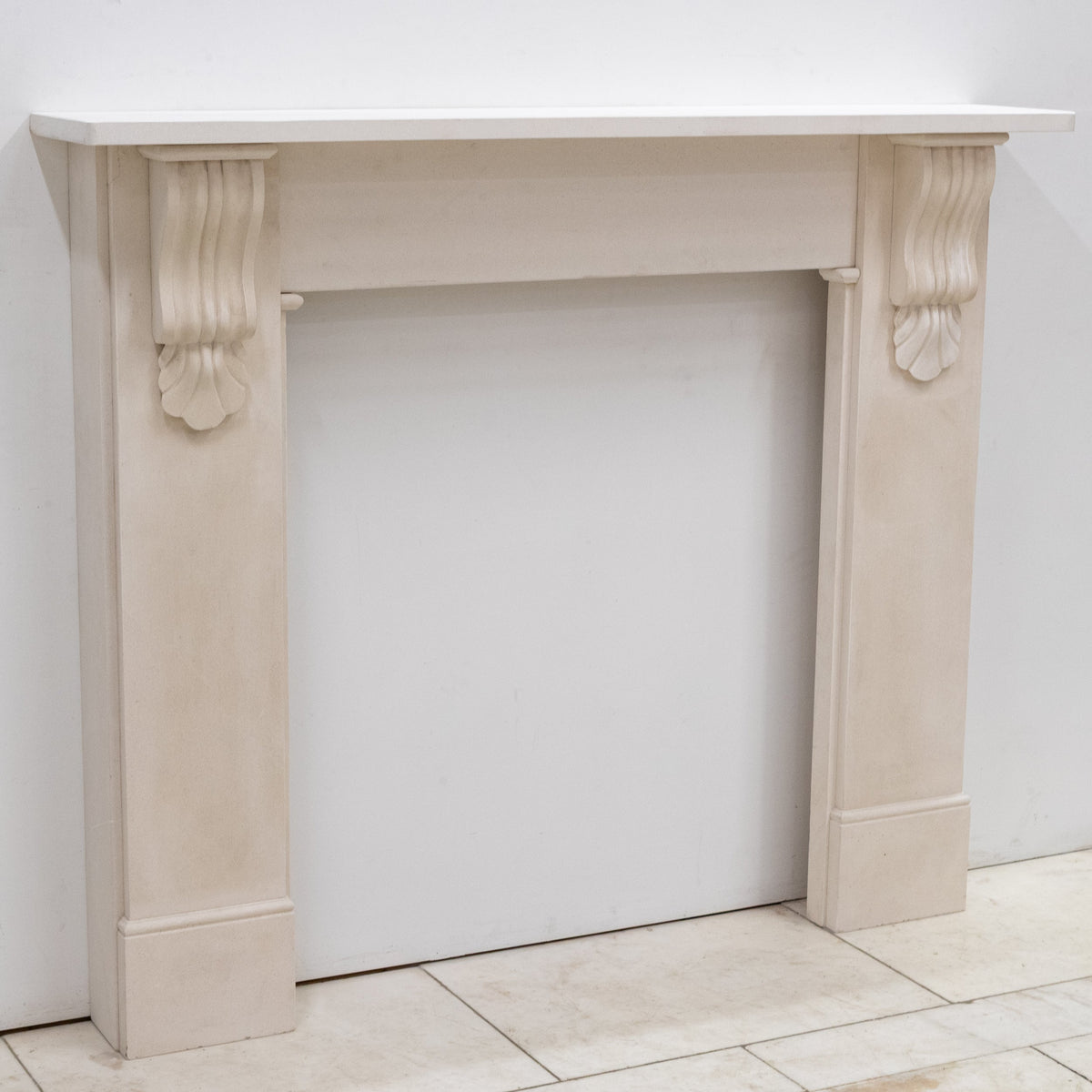 Reclaimed Victorian Style Carved Limestone Surround with Corbels