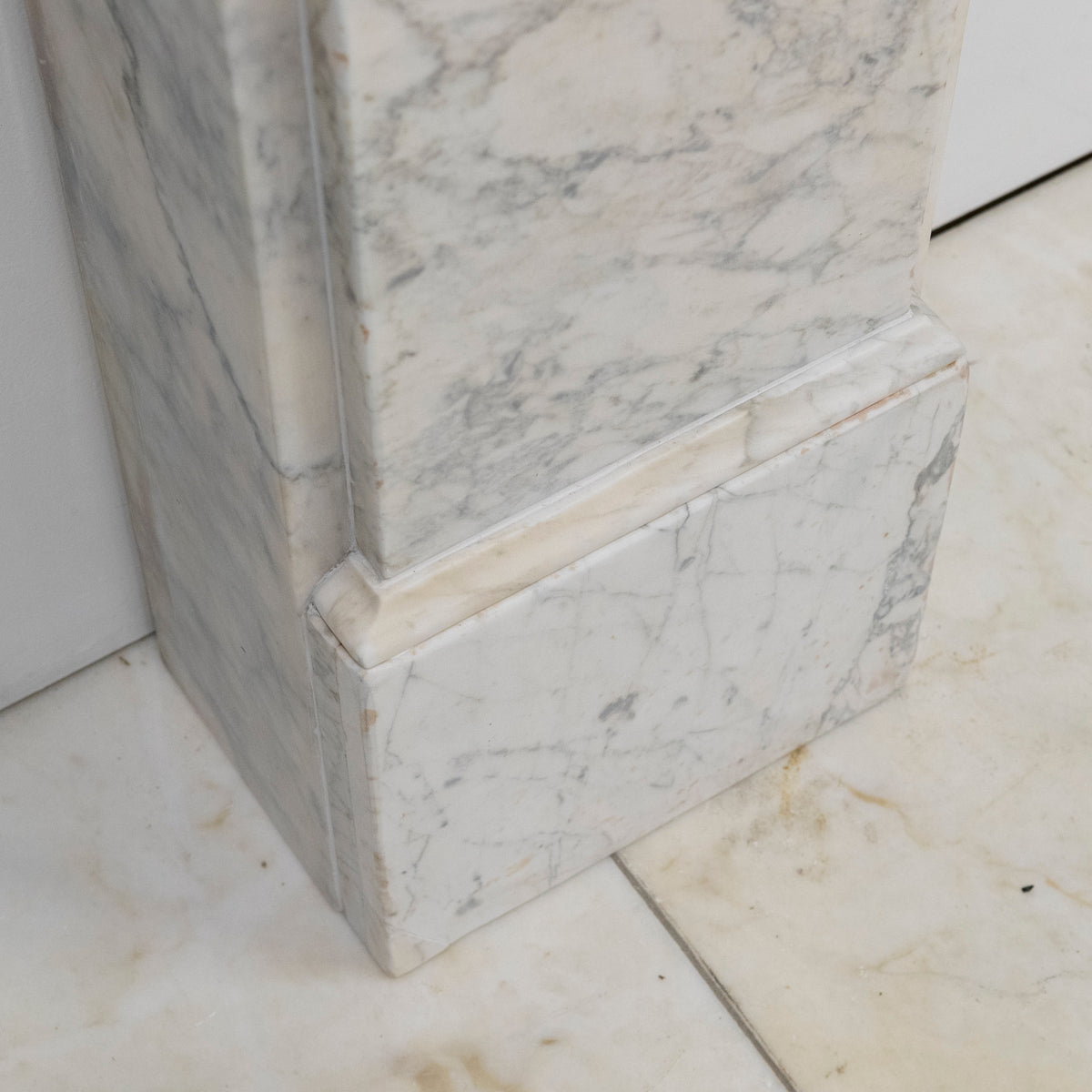 Large Antique Victorian Pencilvein Marble Corbel Fireplace Surround