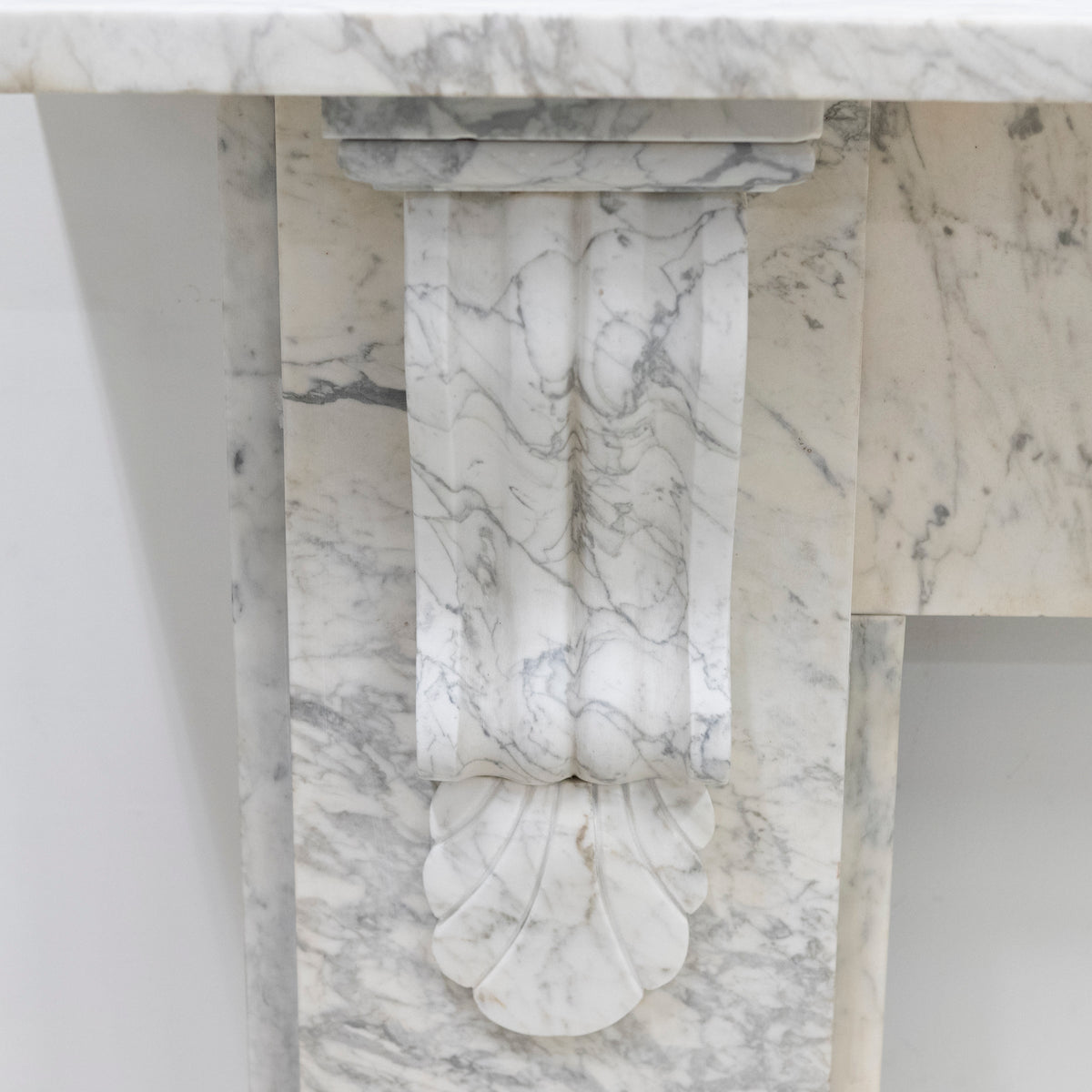 Large Antique Victorian Pencilvein Marble Corbel Fireplace Surround